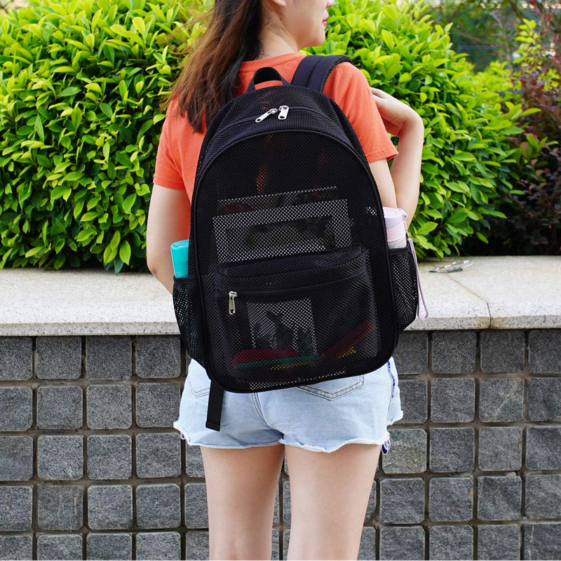 [Australia - AusPower] - Heavy Duty Mesh Backpack, See Through College Student Backpack with Padded Shoulder Straps for Commuting, Swimming, Travel, Beach, Outdoor Sports 