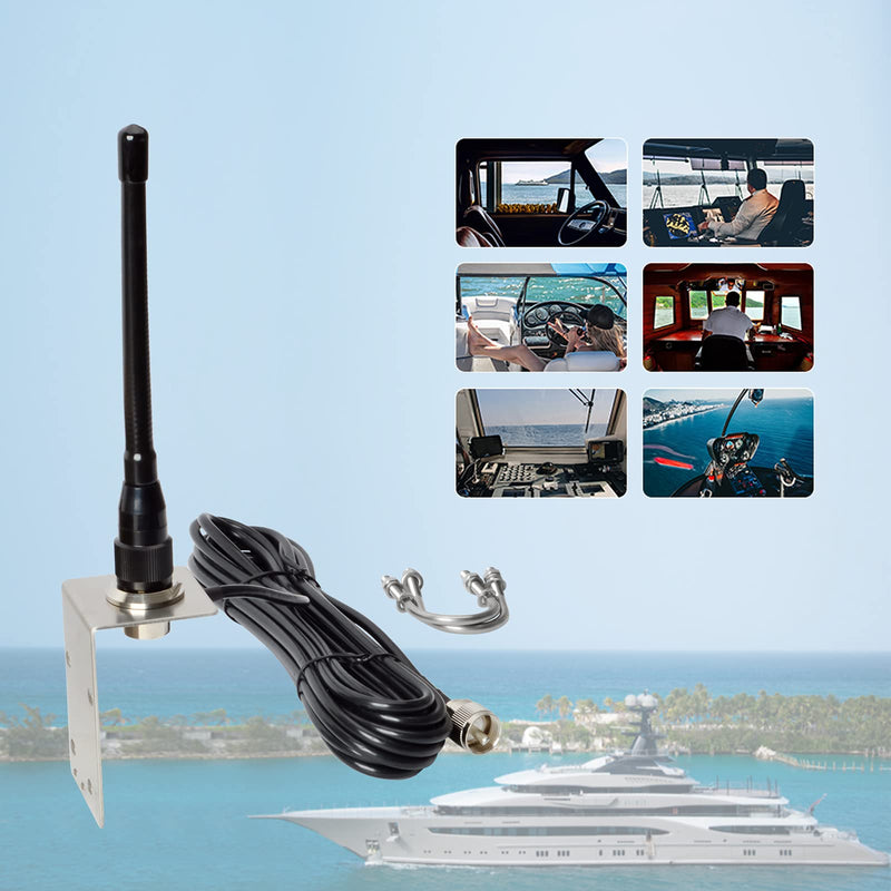 [Australia - AusPower] - UAYESOK VHF Marine Stubby Base Antenna PL259 Connector Boat Antenna for Cobra Icom Uniden Standard Horizon Marine Radio VHF Ham Radio W/16.4ft RG-58 coaxial Cable,L-Mount Bracket 