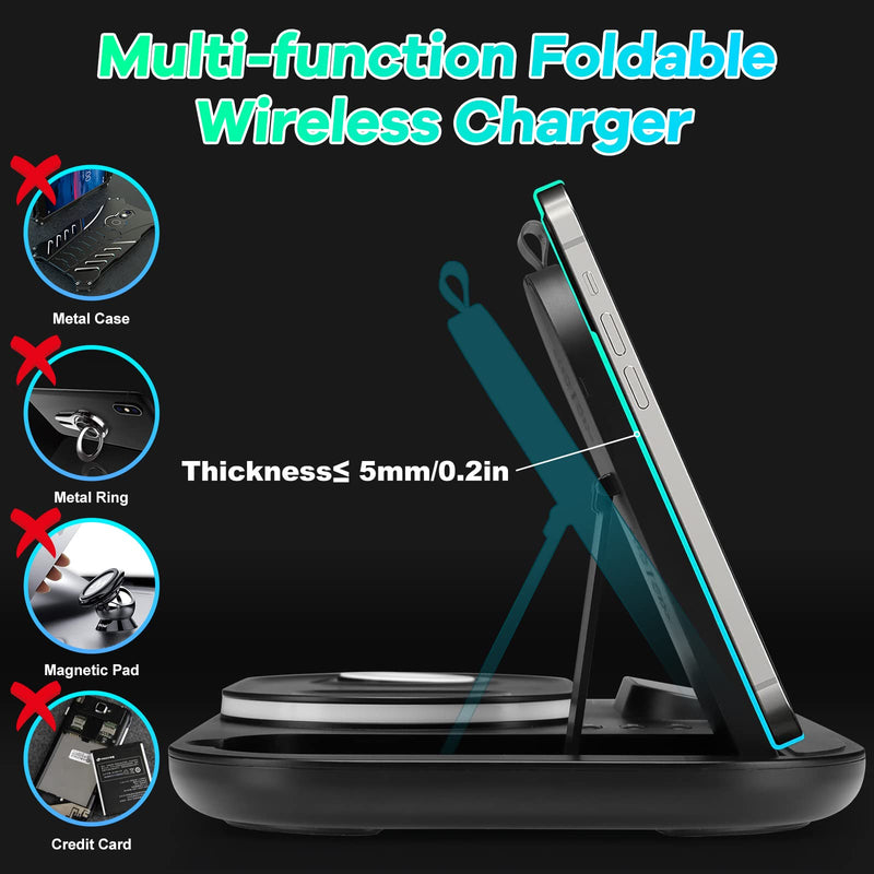 [Australia - AusPower] - HUOTO Wireless Charging Station, 3 in1 Fast Charging Station with Adapter,Wireless Charger Stand for iPhone 13/12, AirPods 3/2/pro, iWatch Series 7/6/5/SE/4/3/2/1, Samsung Galaxy 