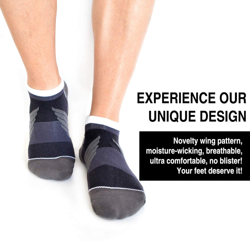[Australia - AusPower] - Compression Ankle Cushioned Running Sport Socks for Men Women, Busy Socks Low Cut Arch Support Tab Athletic Socks 3 Pairs 001# Dark Grey Small-Medium 