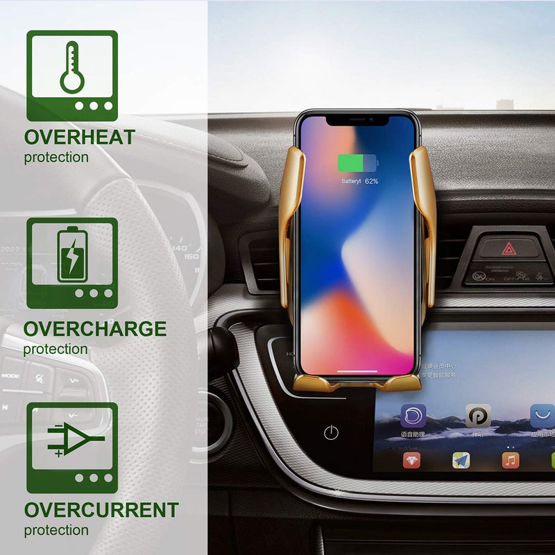 [Australia - AusPower] - Wireless Fast Car Charger10W for Android iOS Smartphone Mobile Phone Fast Charging with Smart Sensor Car Mount Fast Charger for iPhone Xs Max/XR/X/8/8Plus Samsung S10/S9/S8-R2 R2 Silver 