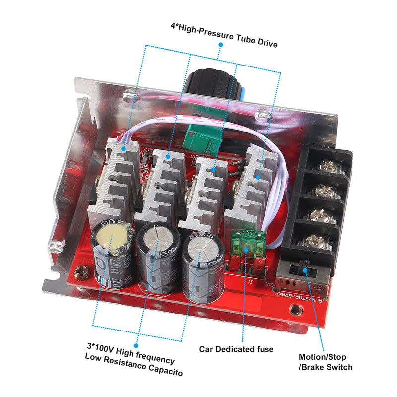 [Australia - AusPower] - ALMOCN 7-70V 30A PWM DC Motor Speed Controller Speed Control Switch Adjustable PWM Motor Speed Regulator with 30A Amp Fuse 