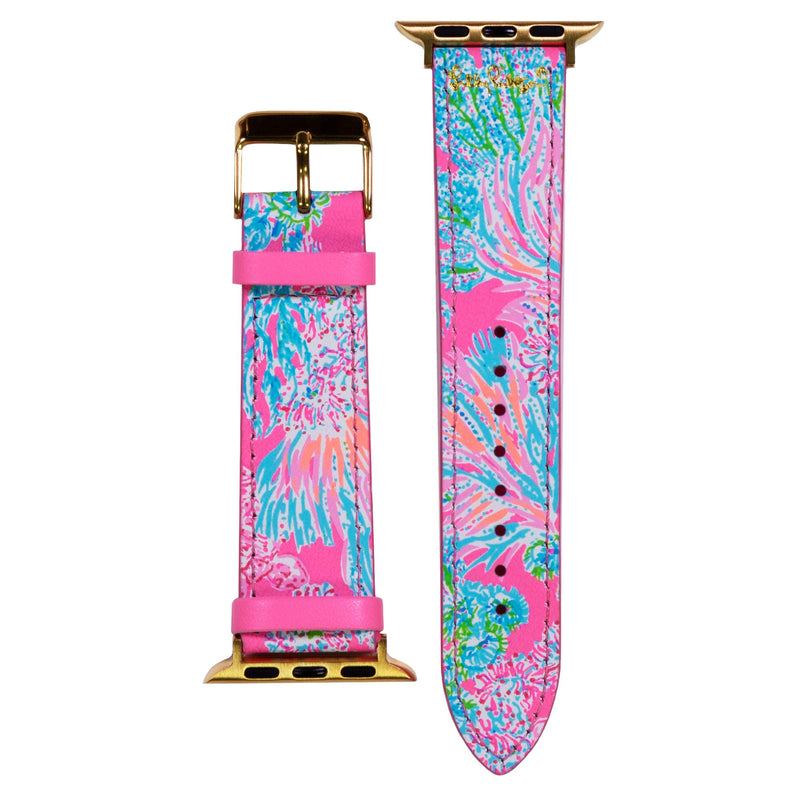 [Australia - AusPower] - Lilly Pulitzer Genuine Leather Watch Band Sized to Fit 38mm & 40mm Smartwatches Compatible with Apple Watch Series 1-6 Seaing Things 