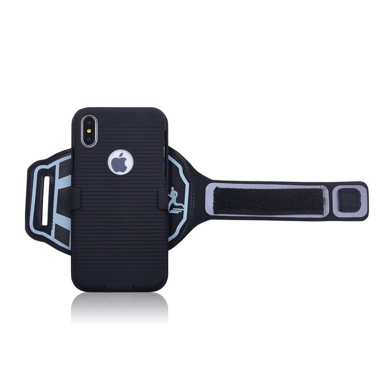 [Australia - AusPower] - ChuangXinFull Sports Armband Wristband Case for iPhone Xs iPhone X, Hybrid Hard Case Cover with Sport Armband, 180° Rotative Holster, Sport Armband for Running Jogging Exercise or Gym 