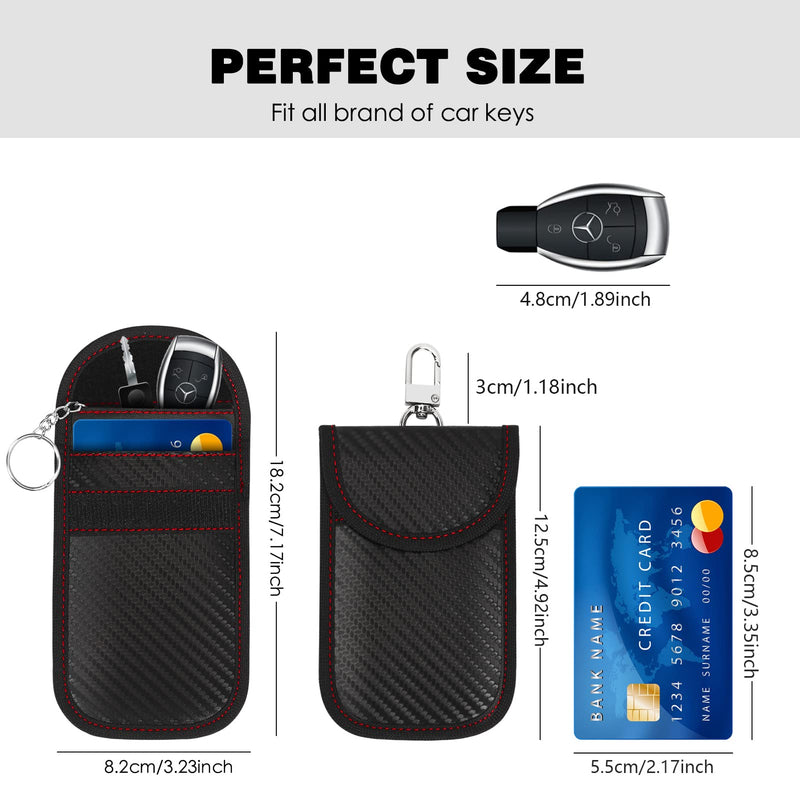 [Australia - AusPower] - FYY (2 Pack Faraday Bags for Key Fob Protector, RFID Anti-Theft Faraday Key Fob Protector with Hook and Keyring, Key Fob Black Pouch for Car Security 