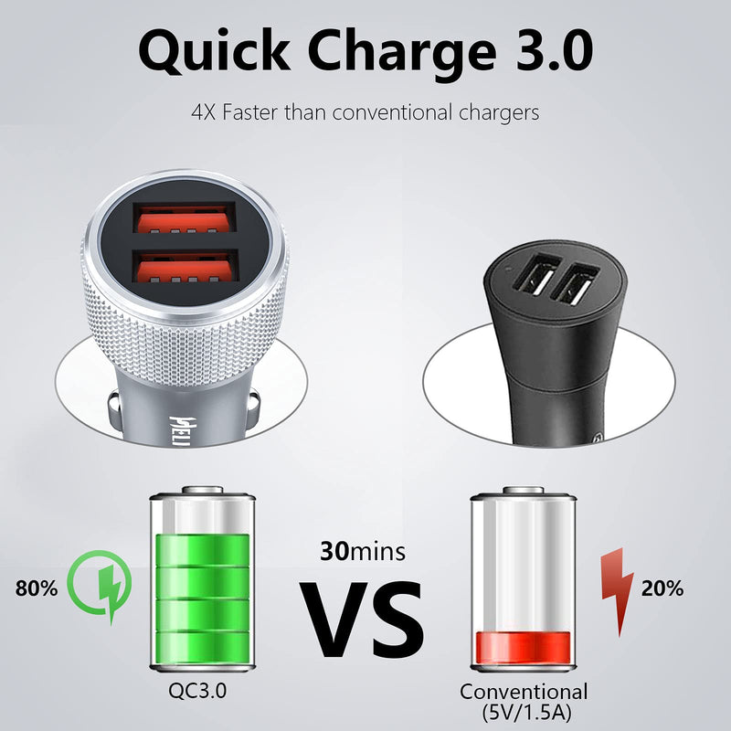 [Australia - AusPower] - Car Charger HELIOTION,36W Dual QC 3.0 Port,Fast Car Charging,Car Charger Adapter,Cigarette Lighter USB Charger,Compatible with Samsung Galaxy S21 Charger/S21 Ultra/S21+/S20 Note 21 20 Ultra,and More 
