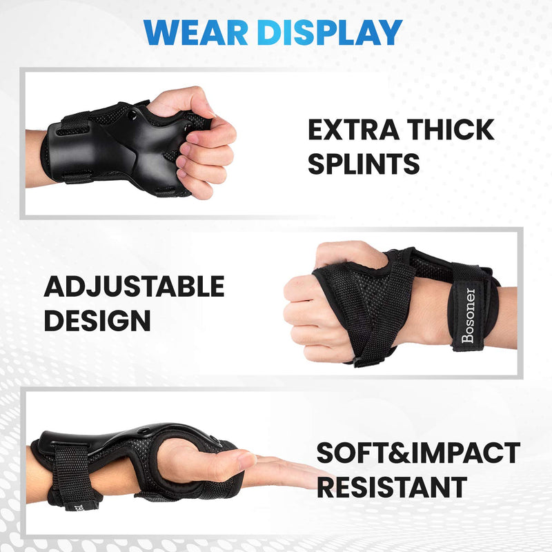 [Australia - AusPower] - BOSONER Wrist Guards for Adults/Kids Wristsavers Impact Sport Wrist Support Protective Gear for Skateboarding Skating Snowboarding (1 Pair) S (Kids 3-6 years) 