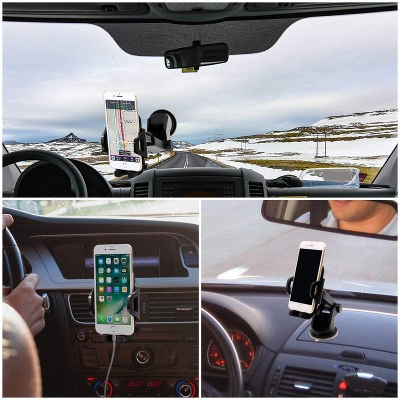 [Australia - AusPower] - Emoly (New) Car Phone Mount, Dashboard & Windshield Cell Phone Holder Stand with One-Touch Design 360° Rotation for iPhone, Galaxy, Google Nexus, LG, Huawei and More 