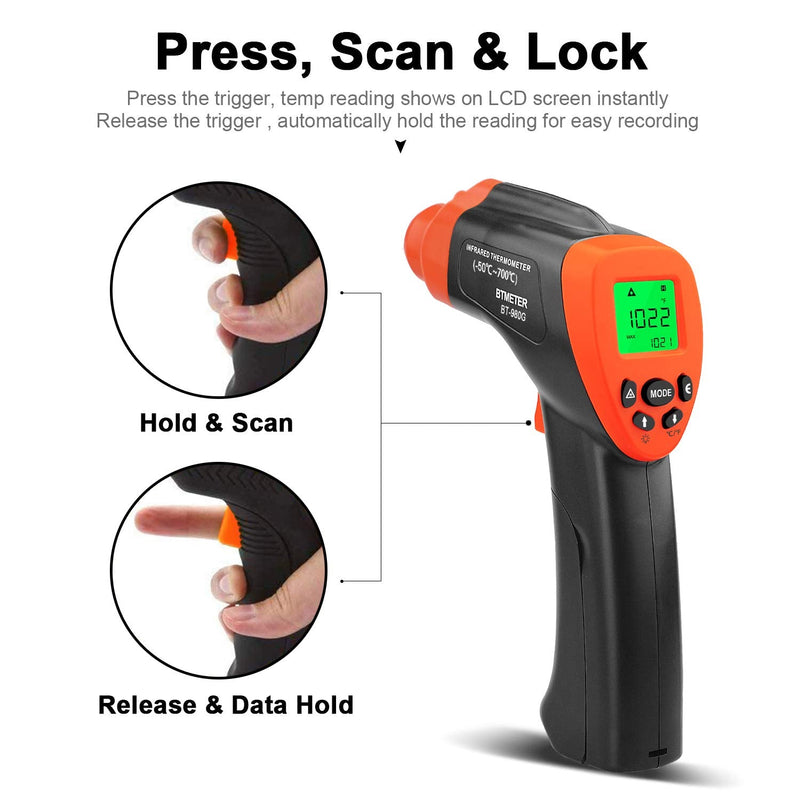 [Australia - AusPower] - Infrared Thermometer Gun-Dual Laser Handheld Temperature Gauge -58~716°F,Non Contact Heat Tester,Temp Reader with Data Logger Backlight for Cooking HVAC ANNMETER AN-981AS (NOT for Human Temp) 