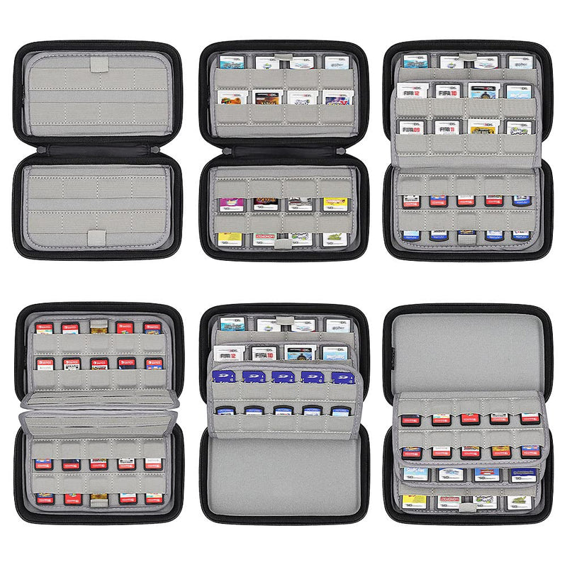[Australia - AusPower] - sisma 72 Switch Game Card Holder Storage Case for 40 Switch Games and 32 DS 3DS Games, Hard Shell Game Cartridges Organizer Compatible with Nintendo Physical Games or SD Cards, Black 