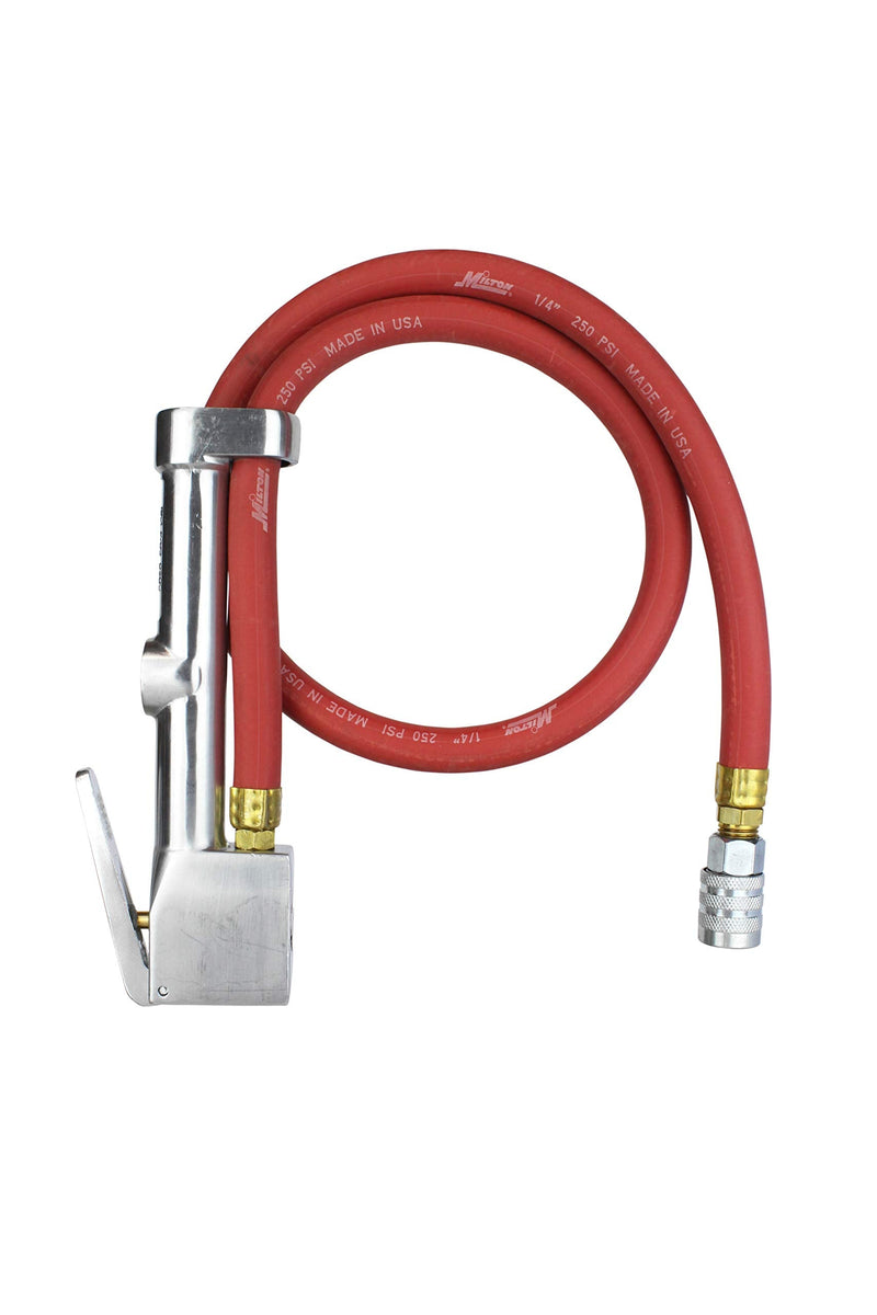[Australia - AusPower] - Milton 502 Heavy-Duty Analog Tire Inflator with Pressure Gauge, 3' Hose Kwik Grip Safety Inflator Gage, Made in USA (OSHA Compliant) 10-60 PSI 
