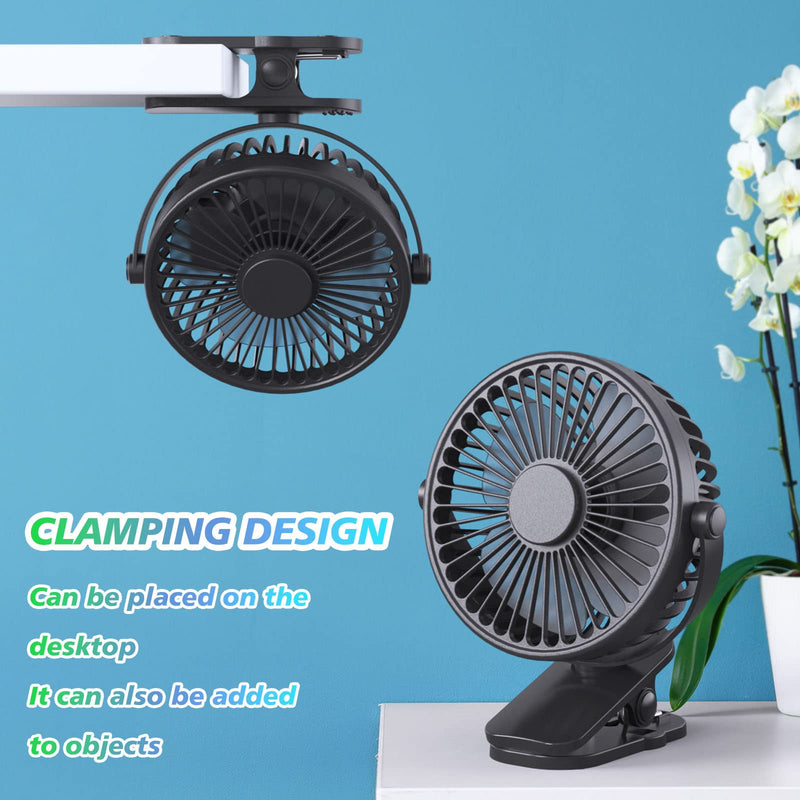 [Australia - AusPower] - Ambitelligence Portable Clip on Fan Battery Operated, Small Powerful USB Desk Fan, 3 Speed Quiet Rechargeable Mini Table Fan, 360° Rotate Cooling Fan for Home Office Travel Outdoor/Indoor Treadmill 