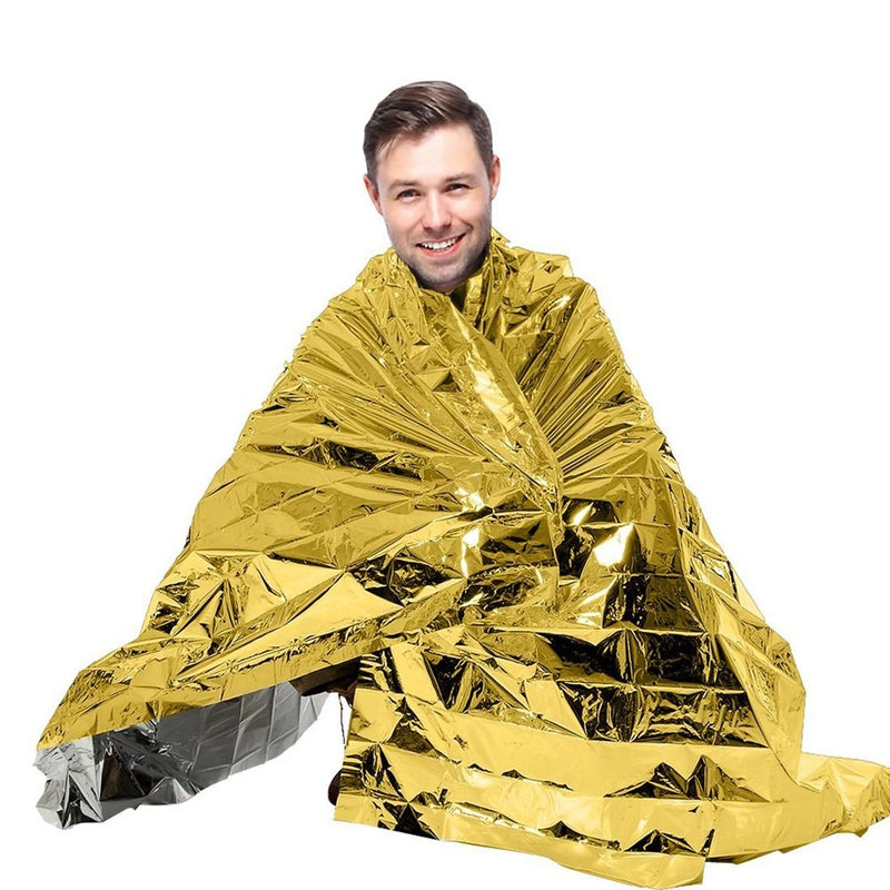 [Australia - AusPower] - NYKKOLA Emergency Mylar Blankets - 84" X 52"(4 Pack) - Designed for NASA - Essentials for Outdoors, Hiking, Survival, Marathons or First Aid Gold 