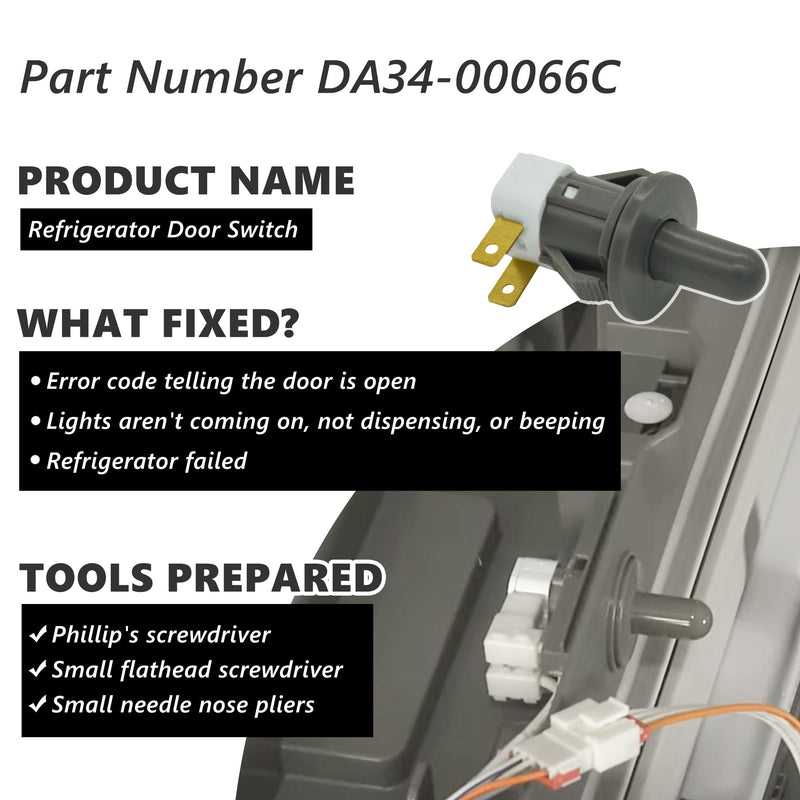 [Australia - AusPower] - ZNTVW DA34-00066C Refrigerator Switch Door-Interlock Genuine OEM, Appliancce Compatible with Various Samsung 2 Pin Door Light 
