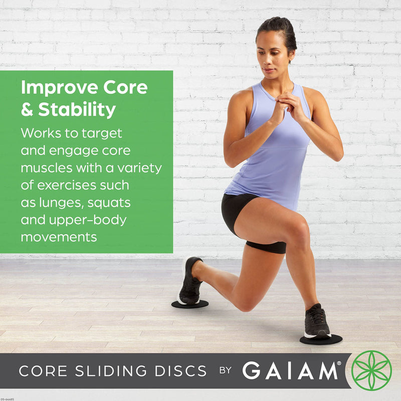 [Australia - AusPower] - Gaiam Core Sliding Discs - Dual Sided Workout Sliders for Carpet & Hardwood Floor - Home Ab Pads Exercise Equipment Fitness Sliders for Women and Men 