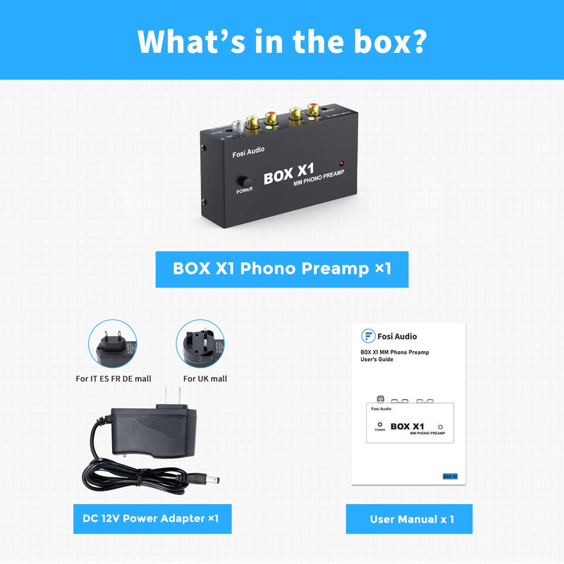 [Australia - AusPower] - Fosi Audio Box X1 Phono Preamp for MM Turntable Mini Stereo Audio Hi-Fi Phonograph/Record Player Preamplifier with 3.5MM Headphone and RCA Output with DC 12V Power Supply 