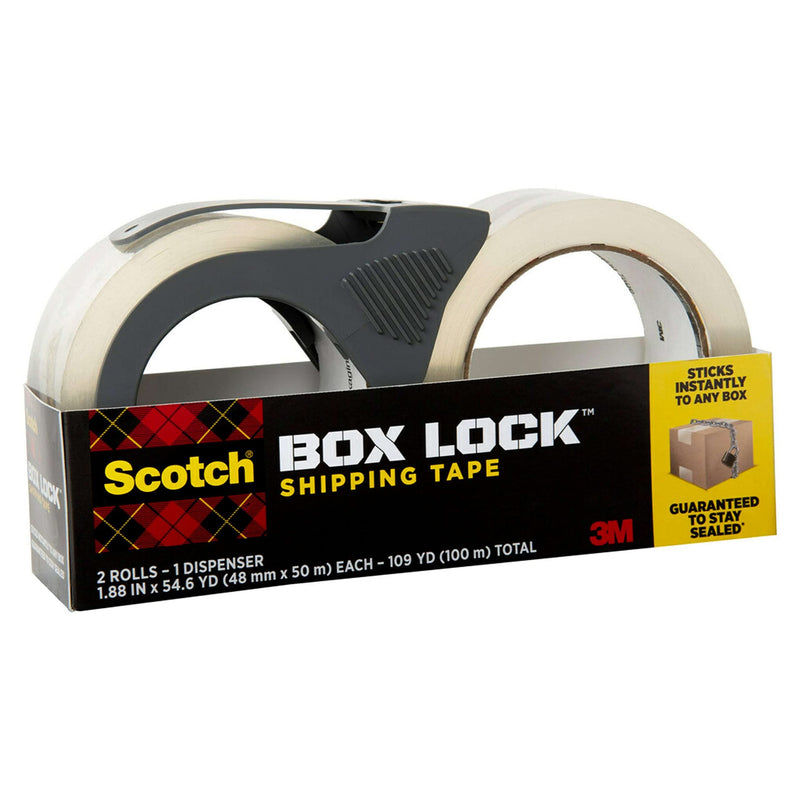 [Australia - AusPower] - Scotch Box Lock Packaging Tape, 2 Rolls with 1 Refillable Dispenser, 1.88 in x 54.6 yd, Extreme Grip, Sticks Instantly to Any Box 