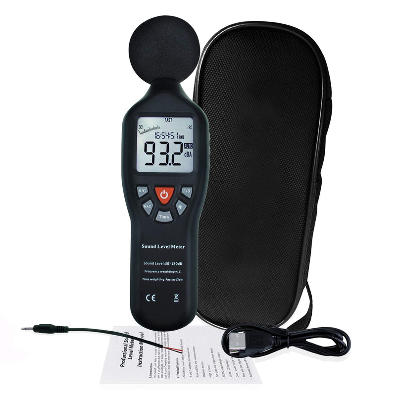[Australia - AusPower] - High Accuracy Decibel Sound Level Meter Monitor Indicator LCD Backlight Display Audio Noise Measure 30dB~130dB Instrument Compact Tripod Mount Professional 