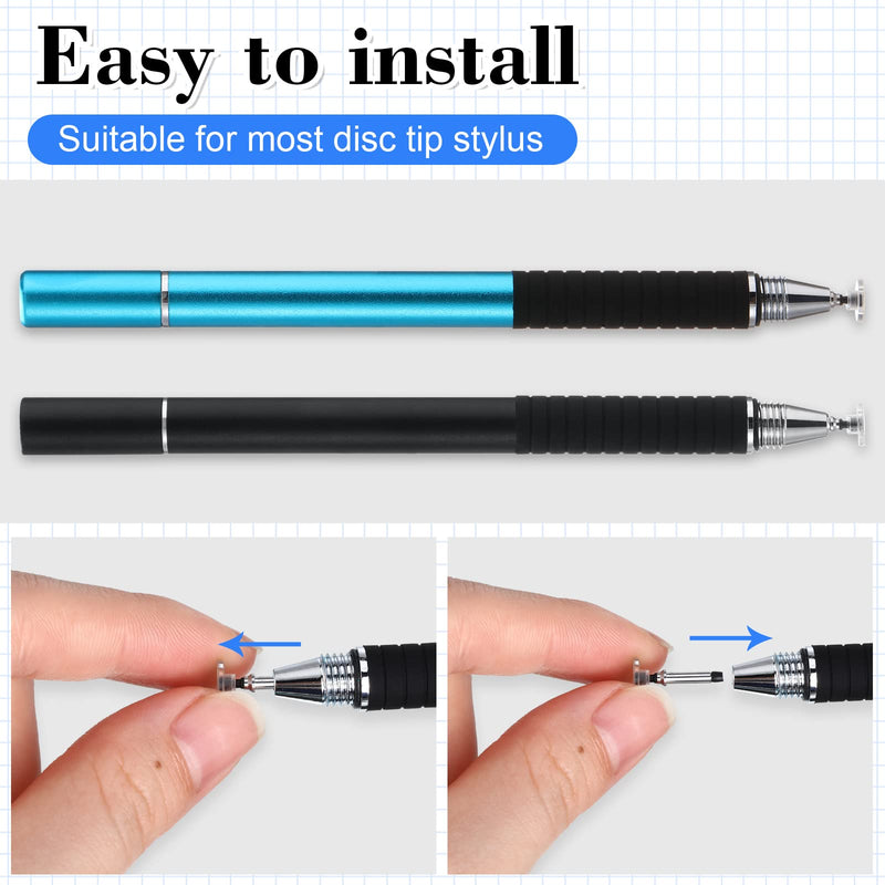 [Australia - AusPower] - 36 Pieces High Precision Replaceable Stylus Pen Disc Tip Universal Stylus Tips Round Shape Stylist Replacement Tips Replacement Tips for Stylus Pens for Daily Using Supplies 