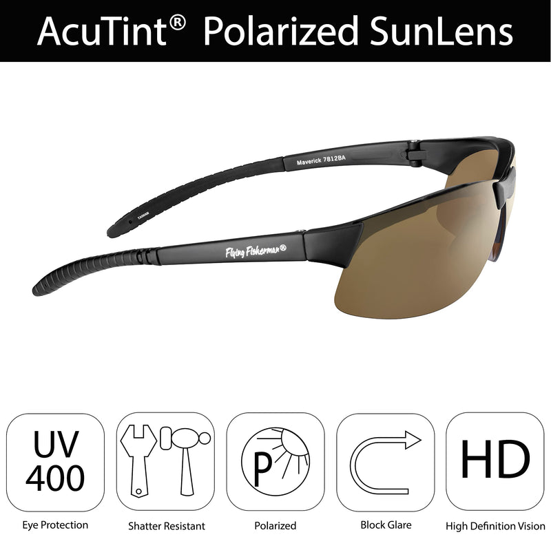 [Australia - AusPower] - Flying Fisherman Maverick Polarized Sunglasses with AcuTint UV Blocker for Fishing and Outdoor Sports Matte Black Frames/Amber Lenses 