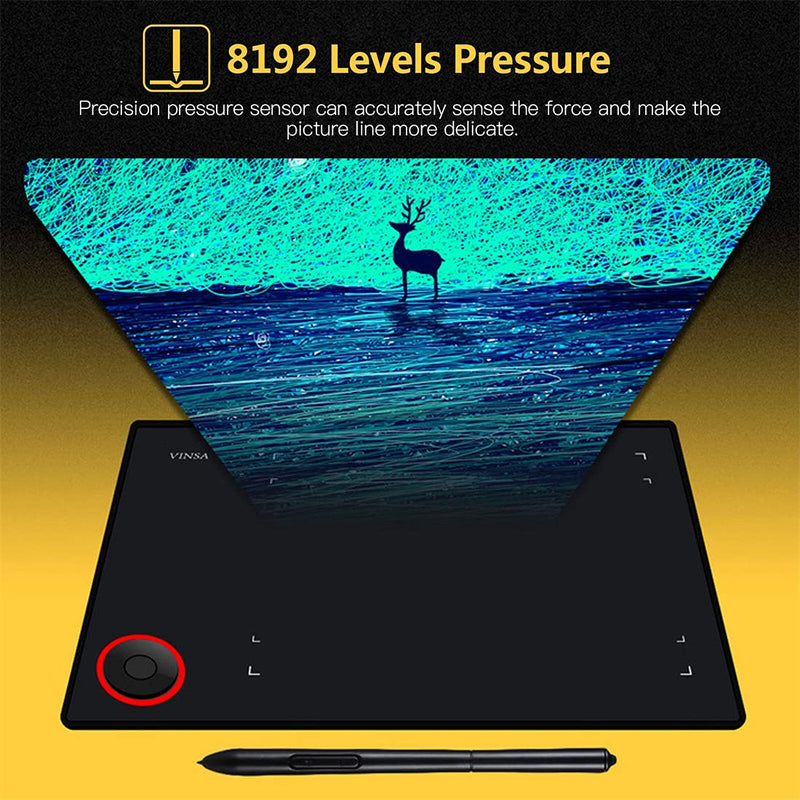 [Australia - AusPower] - LAND CAST Drawing Tablet with Battery-Free Stylus of 8192 Levels Pressure, Digital Tablet with M-Key 8x6 inch Graphics Tablet Compatible with Mac/Android for Online Teaching&Art 
