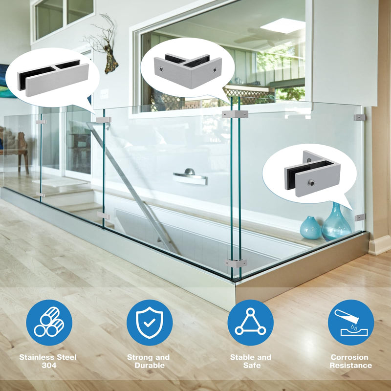 [Australia - AusPower] - Gyykzz Railing Glass to Glass Clamp, Stainless Steel 304 Bracket for Glass, Satin Finish Railing Glass Clip Holder for Pool Fence Glass, Balustrade, Balcony Deck (1 Pack 90 Degree) 1 Pack 