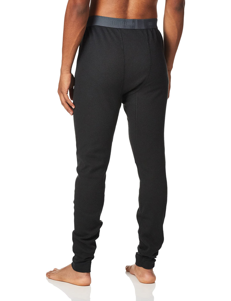 [Australia - AusPower] - Fruit of the Loom Men's Recycled Premium Waffle Thermal Underwear Long Johns Bottom (1, 2, 3, and 4 Packs) Medium Black 