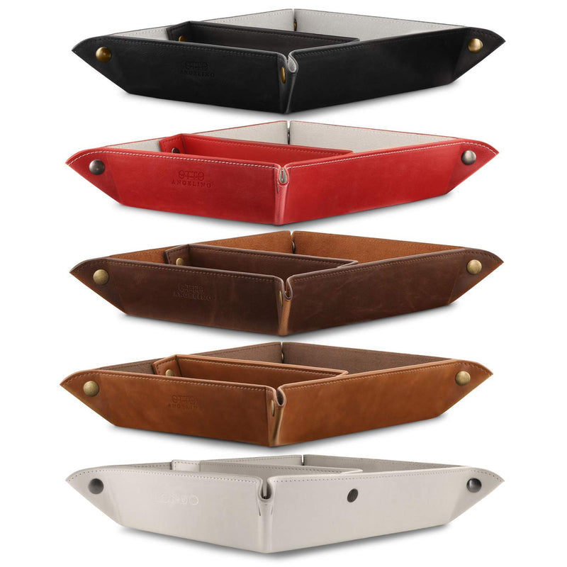 [Australia - AusPower] - Londo Leather Tray Organizer - Practical Storage Box for Wallets, Watches, Keys, Coins, Cell Phones and Office Equipment 
