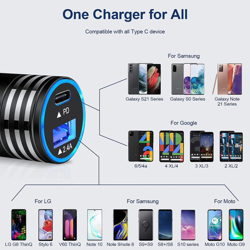 [Australia - AusPower] - CHLGoodP USB C Fast Charger for Samsung Galaxy S21 S20 Note 21 20 S10+ A02S A42 A72 A52 A32 A12 A41 A71 A51 A11 S10E A10E, Quick Charge Wall Block, 30W PD Car Charger, Charging Type to Cable, Black 