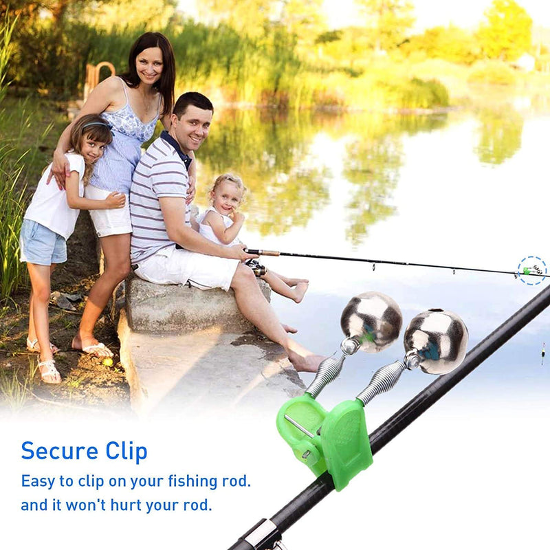 [Australia - AusPower] - GRANDBUY Fishing Bells Clips with LED Light Night Sea Fishing Rod LED Light Clip with Twin Bells Ring Fishing Bite Alarm Indicator On Fishing Rod 20 Pcs Fishing Bells & 20 Pcs Replacement Bulb 