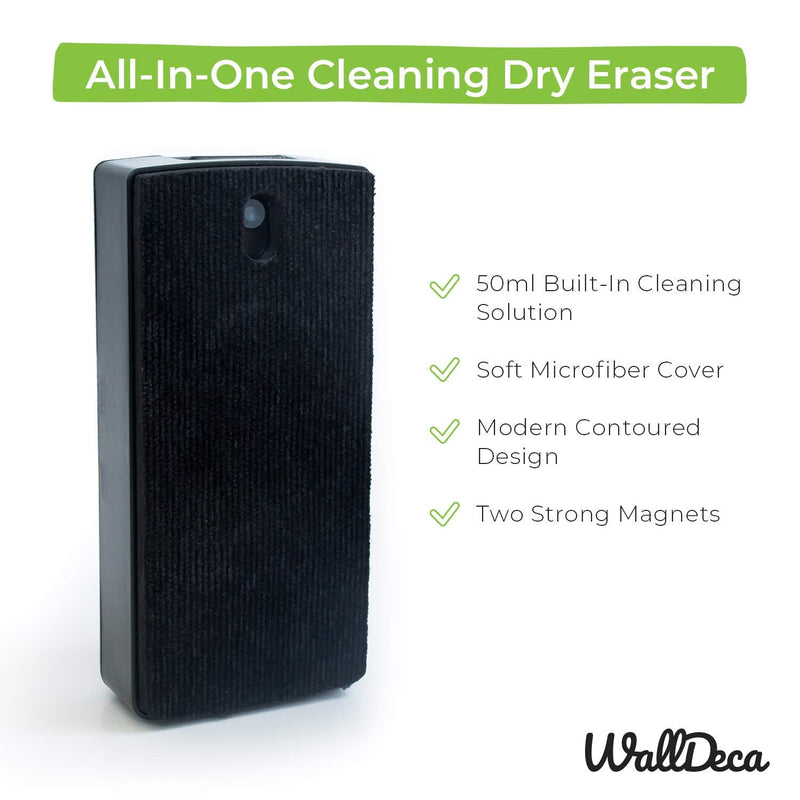 [Australia - AusPower] - WallDeca Magnetic All-in-One Cleaning Dry Eraser, with Cleaning Solution Included - Felt Bottom Surface, Made for Whiteboard Dry Erase Board 