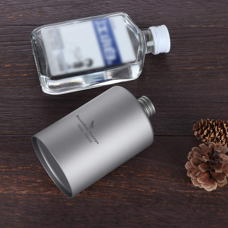 [Australia - AusPower] - iBasingo 200ml Titanium Pocket Flagon Camping Portable Alcohol Bottle Drink Sports Outdoor Hip Flask Picnic Wine Bottle A-Ti3068D 