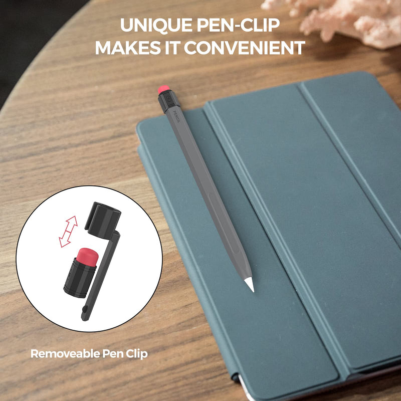 [Australia - AusPower] - TRONWIN iPencil Case for Apple Pencil 2nd Generation Sleeve Silicone Protective Cover Perfect Grip Skin Classic Design with Sturdy Clip Compatible with Apple Pencil 2nd Generation (Deep Gray) Deep Gray 