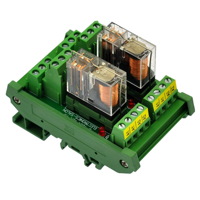 [Australia - AusPower] - DIN Rail Mount AC/DC Control DPDT 5Amp Pluggable Power Relay Interface Module (AC/DC 24V, 2 Relay) AC/DC 24V, 2 Relay 