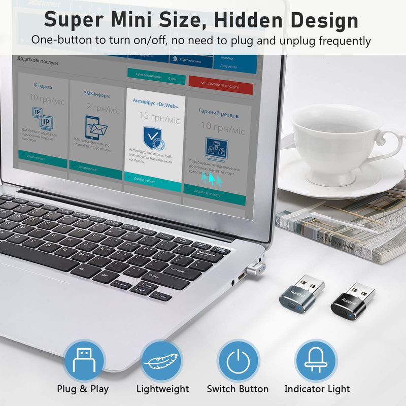 [Australia - AusPower] - Mouse Jiggler Undetectable Metal USB Mouse Mover with Switch Button, Automatic Mini Mouse Shaker with 2 Jiggle Modes, Driver-Free, Plug-and-Play Keep Computer/Laptop Awake, with Type-C Adapter, Silver 