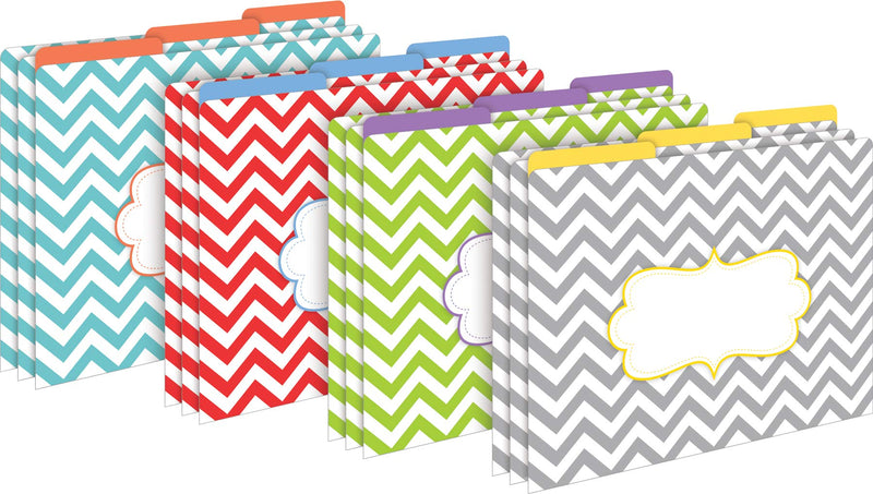 [Australia - AusPower] - Barker Creek Get Organized Office Kit, Beautiful Chevron, with 12 Coordinating File Folders, 50 Sheets of Colorful Computer Paper, and 45 Versatile Self-Adhesive Labels/Name Tags (111) 
