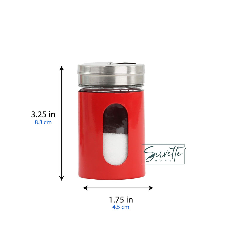 [Australia - AusPower] - Red Salt Pepper Shakers Retro Spice Jars Glass - Set of 2 Red 