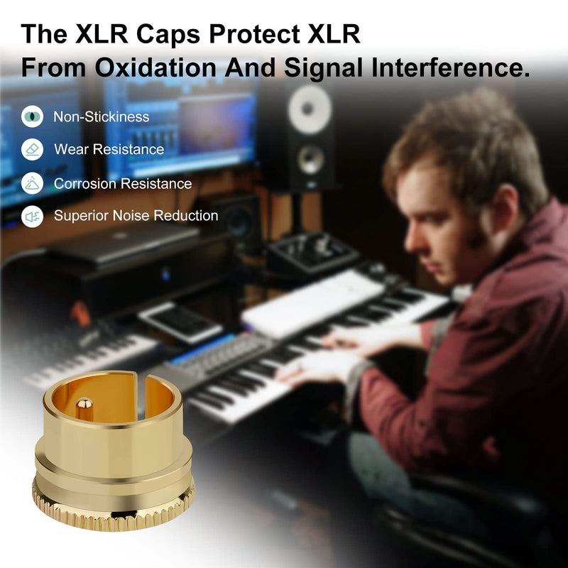 [Australia - AusPower] - Monosaudio 2 pcs XLR Male Plug Caps Brass Gold Plated Noise Stopper Caps Shielding Caps Dust Proof Protector(XLR Male Plug Caps, Gold Plated) Gold-Plated 