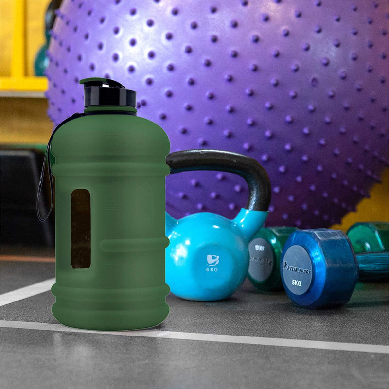 [Australia - AusPower] - TOOFEEL Large Sports 2.2L Water Jug Big Reusable Water Bottle 75oz Half Gallon Hydro Container Canteen BPA Free Leak-Proof for Gym Fitness Athletic army green 