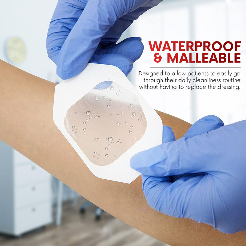 [Australia - AusPower] - Transparent Film Dressing,  4" x 4.7" Pack of 50 Waterproof Wound Bandage Adhesive Patches, Post Surgical Shower or IV Shield, Tattoo Aftercare Bandage by Healqu 4x4.7 Inch (Pack of 50) 