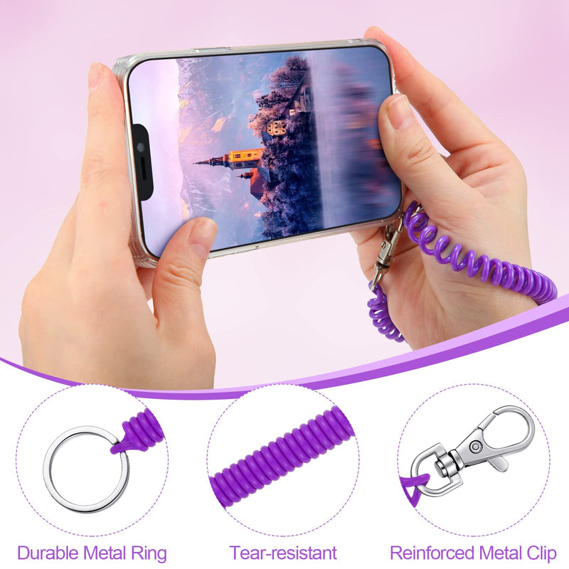 [Australia - AusPower] - 5 Pieces Phone Lanyard Tether with Patch, Phone Tether for Drop Protection Spiral Stretchy Lasso Straps Phone Patch Compatible with Smartphones (Multi Color) Multi Color 