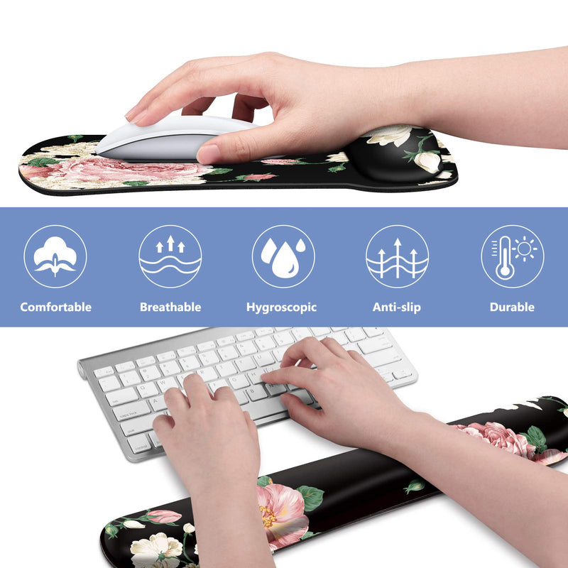 [Australia - AusPower] - Fintie Mouse Pad with Wrist Support and Keyboard Wrist Rest - Durable Memory Foam Ergonomic Design [Pain Relief] Non-Slip Rubber Base Mouse Pad for Gaming, Computer, Office, Laptop (Flower Festival) Flower Festival 