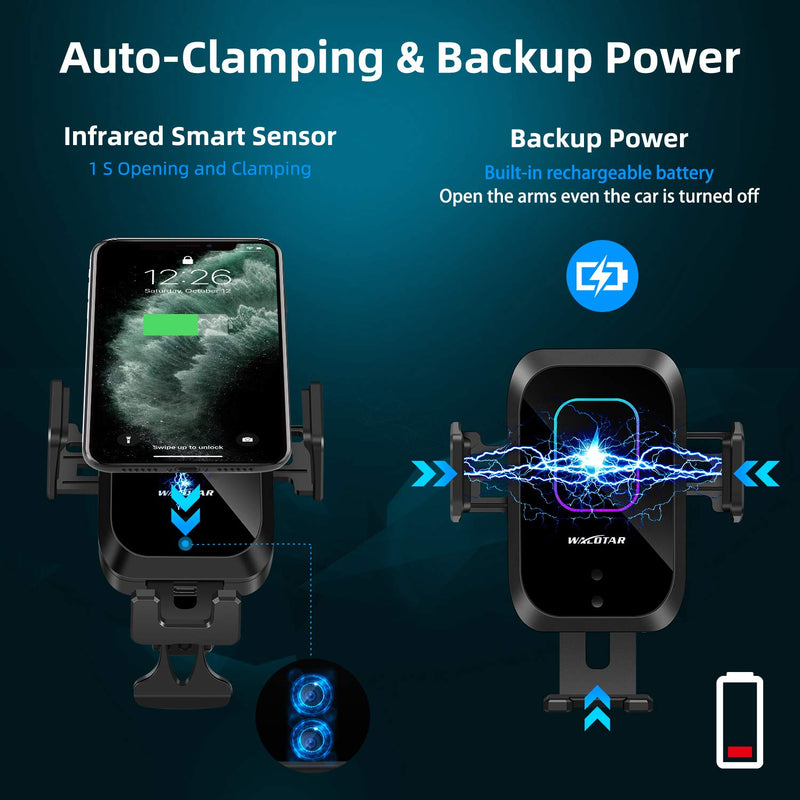 [Australia - AusPower] - Car Cigarette Lighter Wireless Charger- Phone Holder Mount,Automatic Infrared Smart Sensing 15W Qi Fast Wireless Charging Cradle for Cell Phone,Dual USB, Double QC3.0 Output 