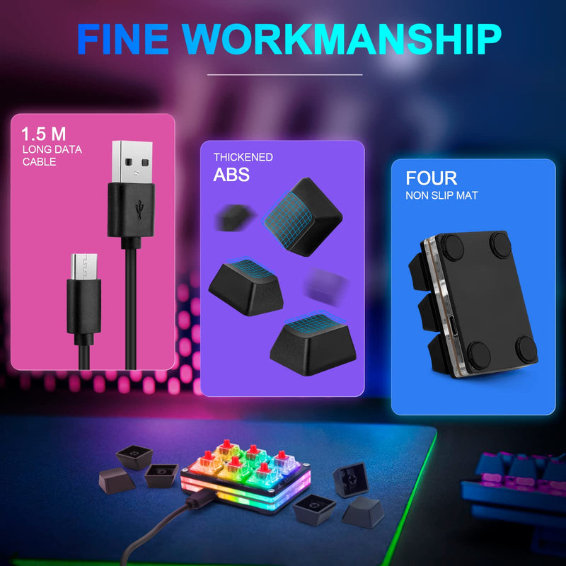 [Australia - AusPower] - Ecarke Black White 6-Key Gaming Keyboard, USB Mini 6-Key Keypad Mechanical Gaming PC Keyboards Programming Macro with Software OSU HID Standard Keyboard.(Upgrade Cherry Shaft & RGB LED) 