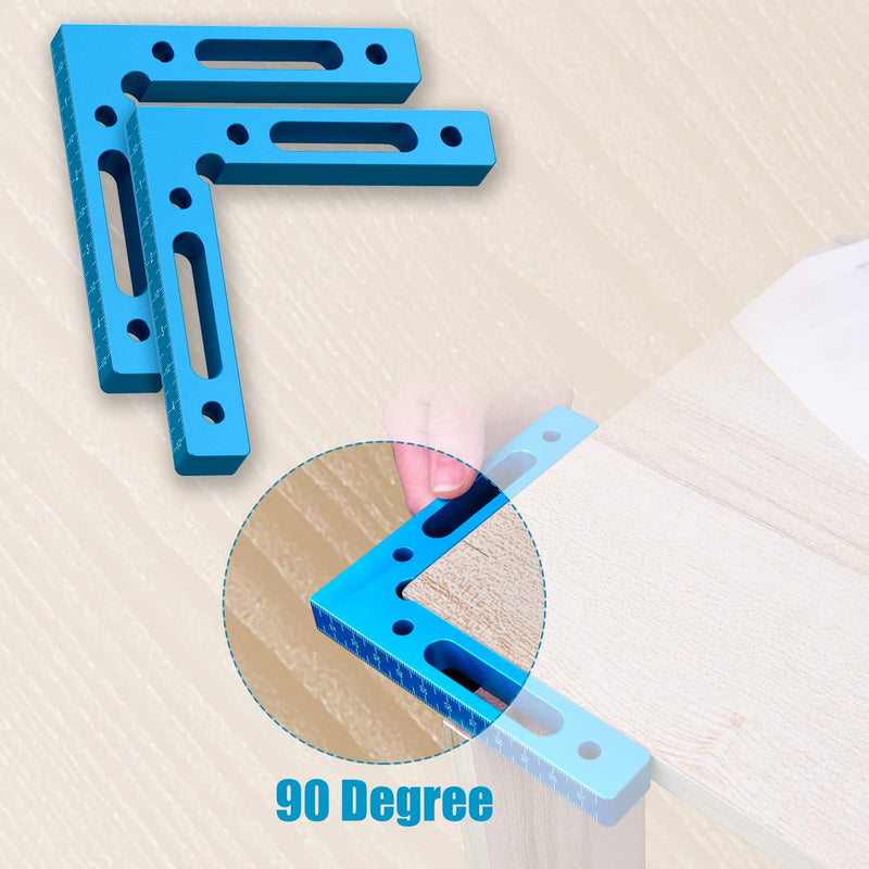 [Australia - AusPower] - 2PCS 90 Degree Aluminium Alloy Positioning Squares, 4.7" x 4.7" Right Angle Clamps Woodworking Carpenter Tool, Corner Clamping Square for Picture Frames Squares Assemble Cabinets Drawers, Blue 2 PACK 