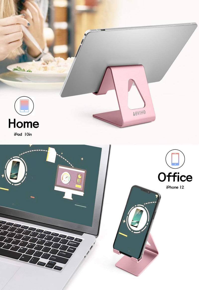 [Australia - AusPower] - Aluminum Cell Phone Stand - Aoviho Phone Holder for Desk - Desktop Phone Cradle Dock for iPhone 12 pro 13 11 X Xs max 8 7 6 6s Plus SE 5 Samsung Huawei iPad Mini Tablet, All Smart Phones (Rose Gold) Rose Gold 