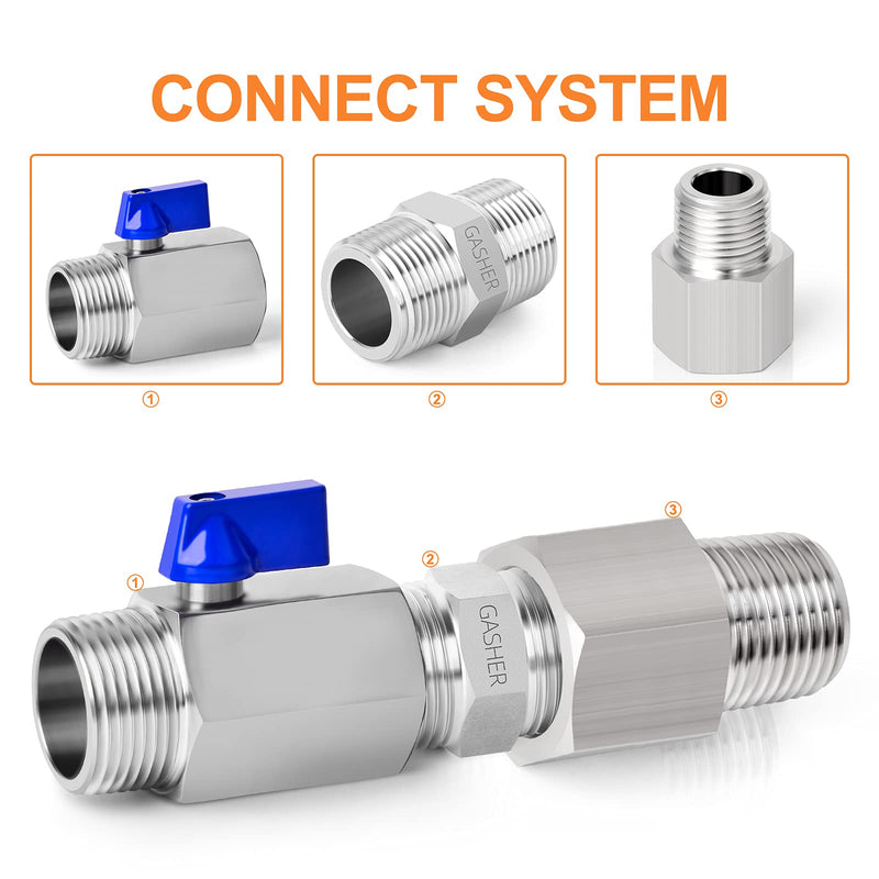 [Australia - AusPower] - GASHER 5PCS Stainless Steel Pipe Fitting, Reducer Adapter, 1/2-Inch Male Pipe x 1/2-Inch Male Pipe 1/2" x 1/2" MNPT 5 