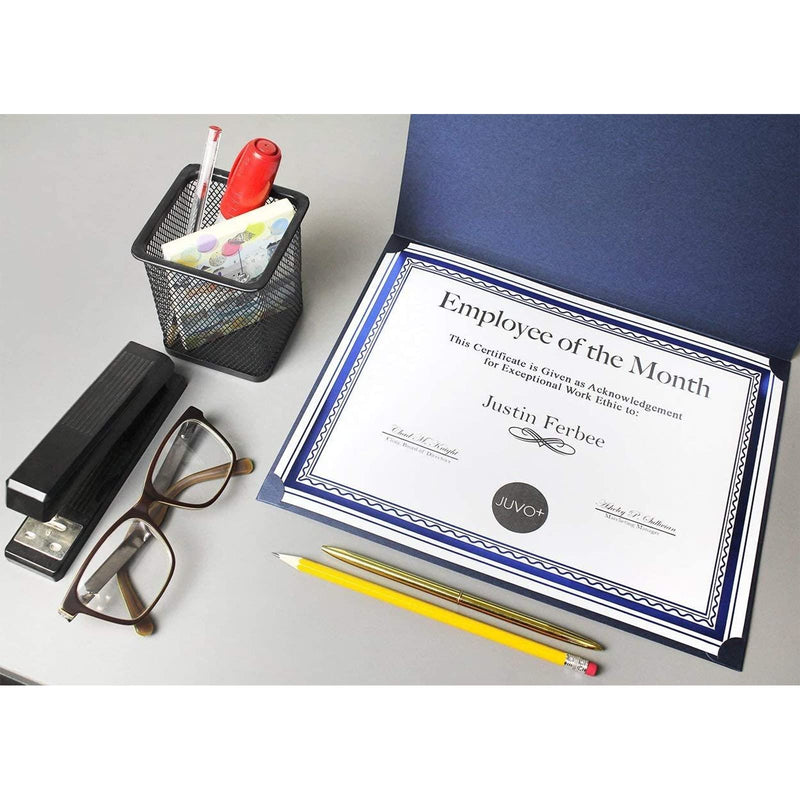 [Australia - AusPower] - 12-Pack Certificate Holder - Diploma Cover, Document Cover for Letter-Sized Award Certificates, Navy Blue, Silver Foil, 11.2 x 8.8 Inches 