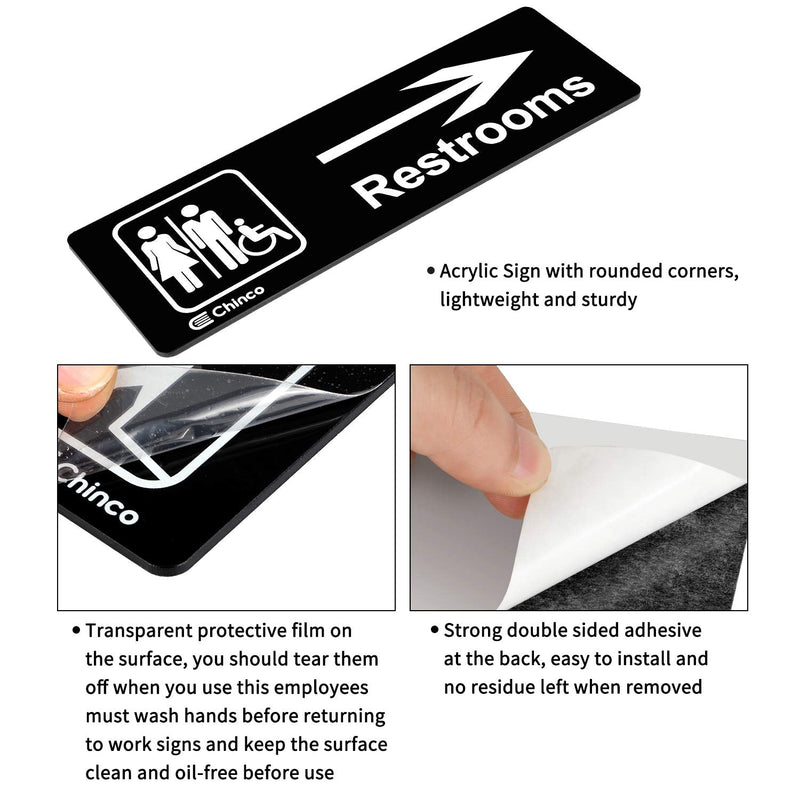 [Australia - AusPower] - 4 Pieces Acrylic Plastic Restrooms Sign Restroom Directional Sign Men Women Wheelchair Restroom Sign with Arrow for Office Restaurants Hotels Supermarket Supplies, 9 by 3 Inch (Left and Right Arrow) 