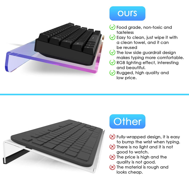 [Australia - AusPower] - Clear 366 Kinds RGB Acrylic Tilted Computer Keyboard Holder,PC Keyboard Stand Tray Holder for Easy Ergonomic Typing and Working at Home and Office Upgraded Version RGB Chocolate stand 